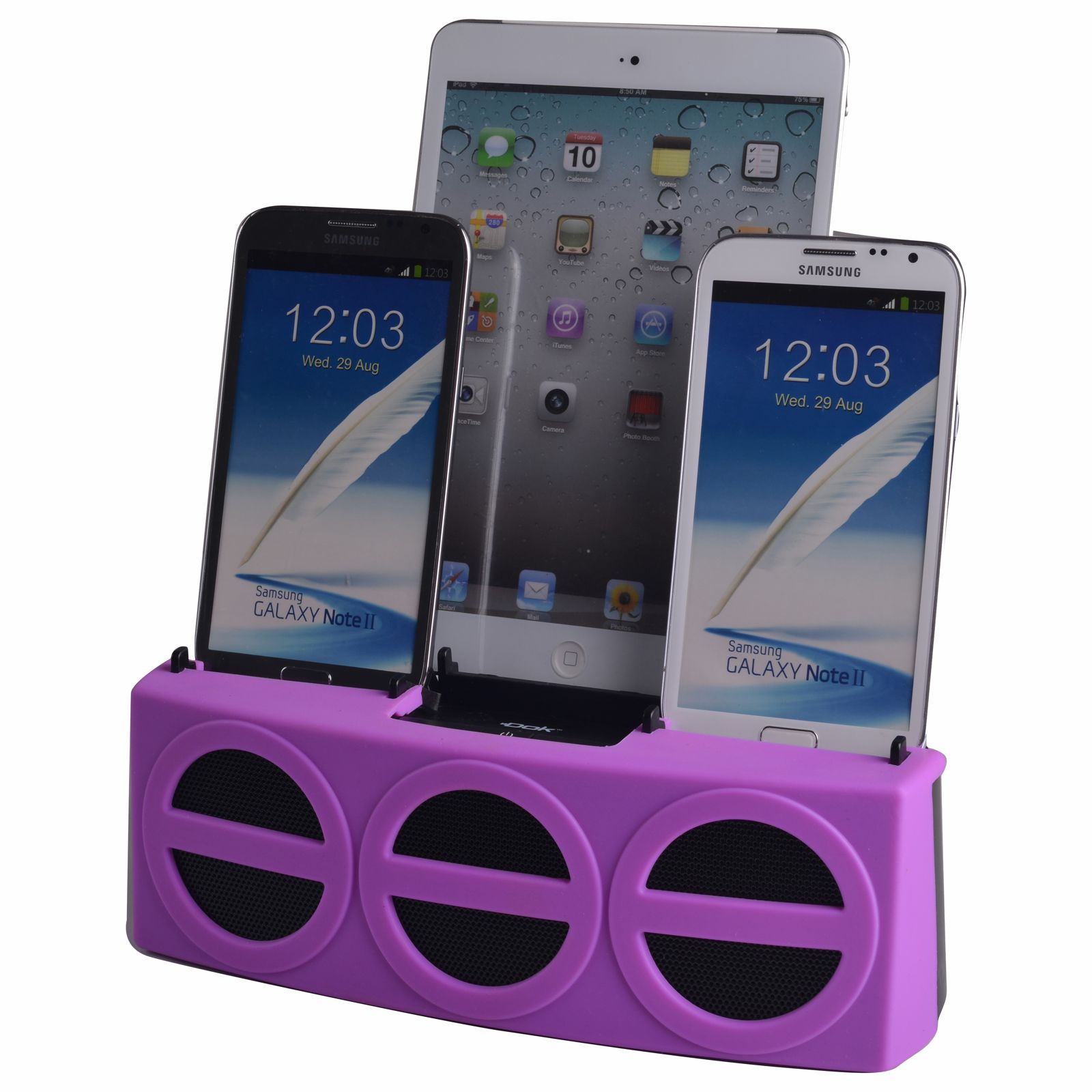 CR22PU - 3 Port Smart Phone Charger with Speaker (Purple Face) CR22PU - 3 Port Smart Phone Charger with Speaker (Purple Face)